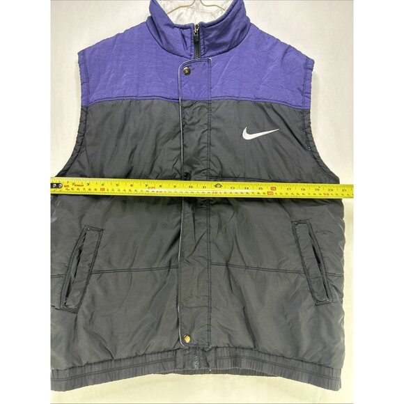 Vintage Nike Vest Large Youth (14-16) Zip Up Purple And Black Puffer Vest 90’s - Picture 5 of 14